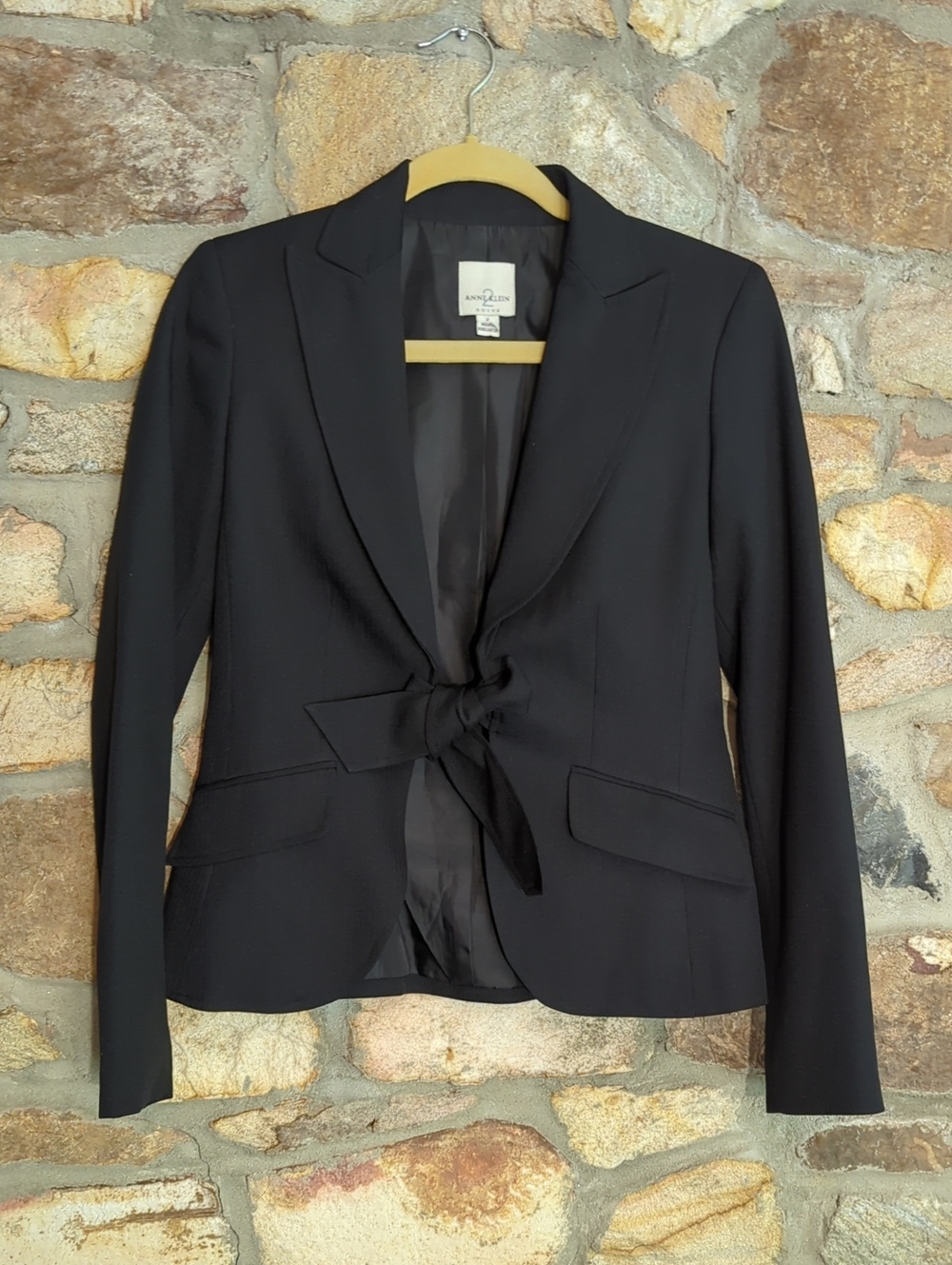 Anne Klein Black Tie-Front Tailored Blazer